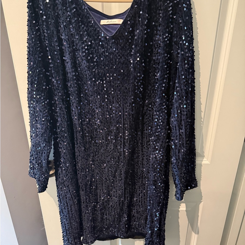 Navy Sequin Dress perfect for homecoming or prom 2X